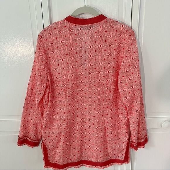 Rose & Thyme Long Sleeve Mosaic Peasant Tunic Pink and White Size Large - Picture 3 of 10